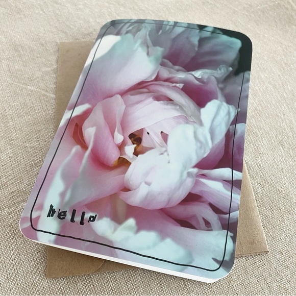 4/$20- Hello Peony Handmade Greeting card - Picture 2 of 2
